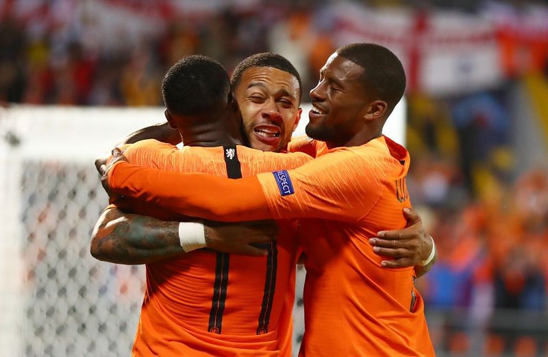 Quincy Promes, Memphis Depay and Georginio Wijnaldum